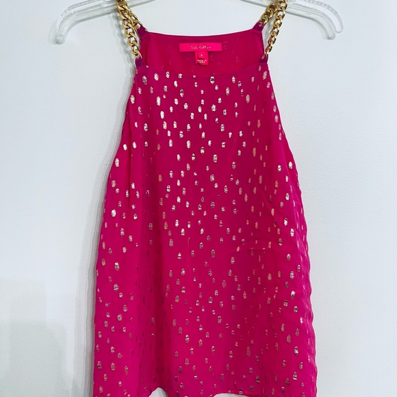 Lilly Pulitzer Joannah Aura Pink Women’s 8 Sleeveless Top Chain Vibrant Preppy - Picture 4 of 8